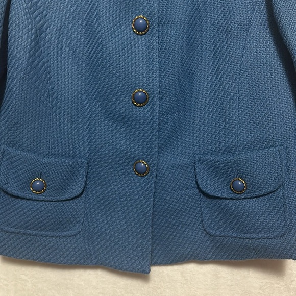 Kasper Petite Women’s Blue Tweed Jewel Button Jacket Size 14P - Picture 4 of 8